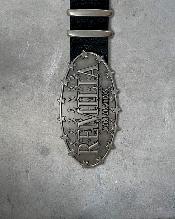 Buckle view of REMILIA CORPORATION — Western Buckle Belt | Full Grain Italian Leather in black