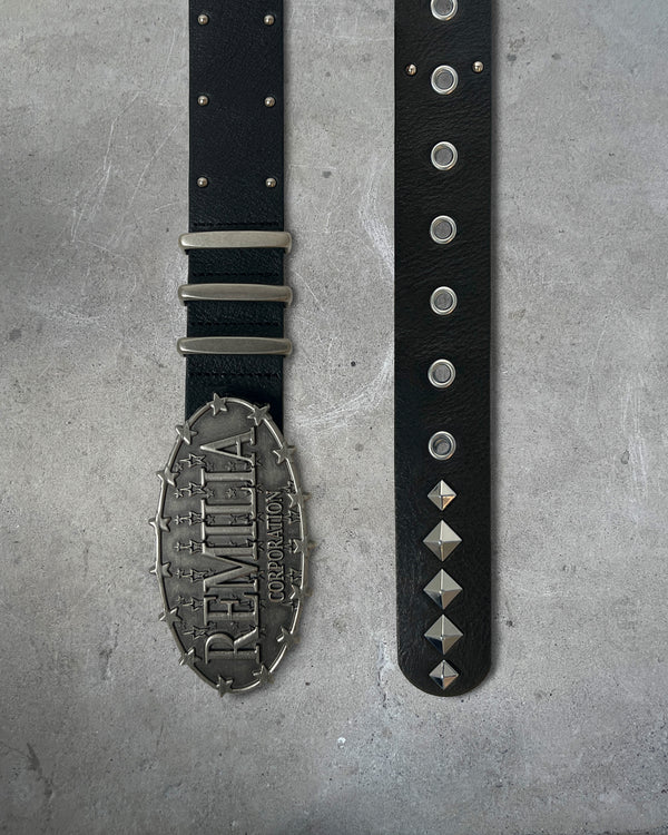 Front view of REMILIA CORPORATION — Western Buckle Belt | Full Grain Italian Leather in black