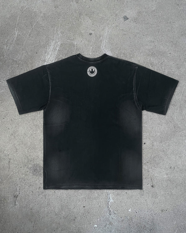 Back view of I'M CUTE I'M PUNK ROCK — T-Shirt | Heavyweight Cotton in distressed black