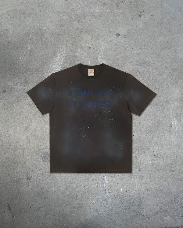 Front view of AVANT ART TERRORIST — T-Shirt | Combed Cotton in faded black