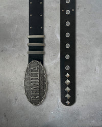 Front view of REMILIA CORPORATION — Western Buckle Belt | Full Grain Italian Leather in black