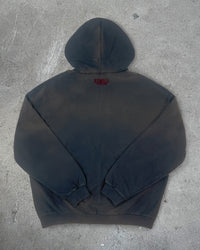 Back view of I'M NOT CUTE I'M ABUSIVE — Zip Hoodie | Heavyweight French Terry in faded black