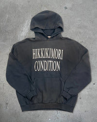Front view of HIKIKKOMORI CONDITION — Hoodie | Heavyweight French Terry in faded black