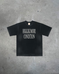 Front view of HIKKIKIMORI CONDITION — T-Shirt | Heavyweight Cotton in distressed black