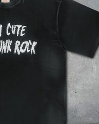 Detail view of distressing on I'M CUTE I'M PUNK ROCK — T-Shirt | Heavyweight Cotton in distressed black