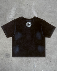 Back view of I'M CUTE I'M PUNK ROCK — Crop T-Shirt | Heavyweight Cotton in distressed black