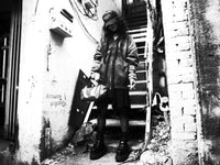 On-model front view (female) of I'M NOT CUTE I'M ABUSIVE — Zip Hoodie | Heavyweight French Terry in faded black