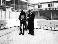 On-model styled view (female) of HIKIKKOMORI CONDITION — Hoodie | Heavyweight French Terry in faded black