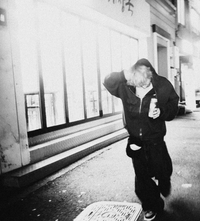 On-model styled view (male) of I'M NOT CUTE I'M ABUSIVE — Zip Hoodie | Heavyweight French Terry in faded black